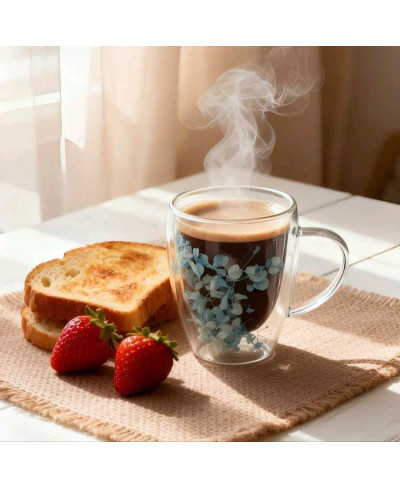 Verre double parois fleuries bleu