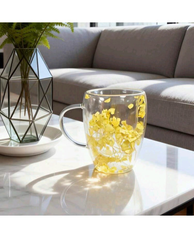 Verre double parois fleurie jaune 🌼