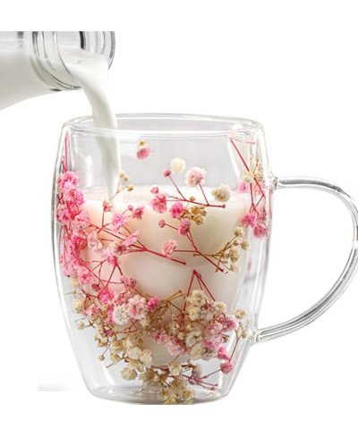 Verre double parois fleurie rose et blanc 🌸